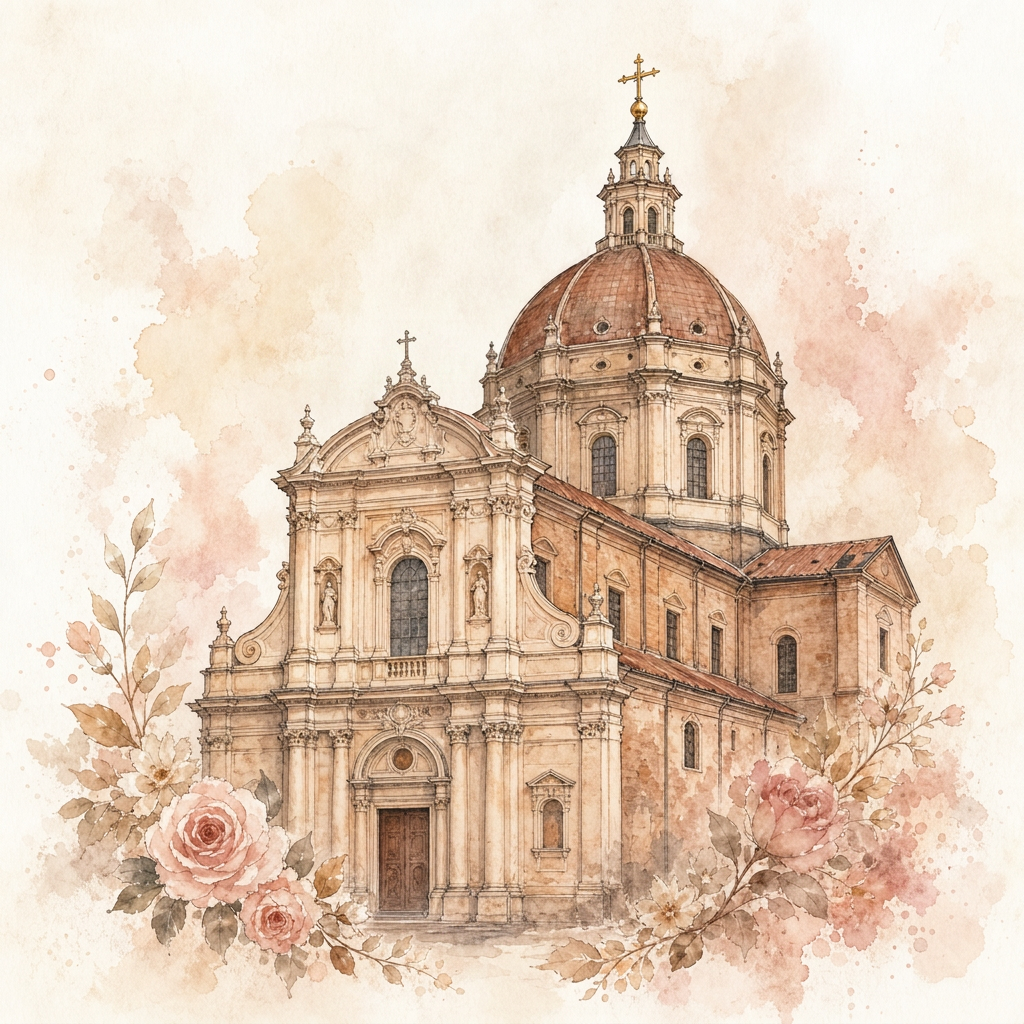 Illustrazione fiabesca della Chiesa di San Martino